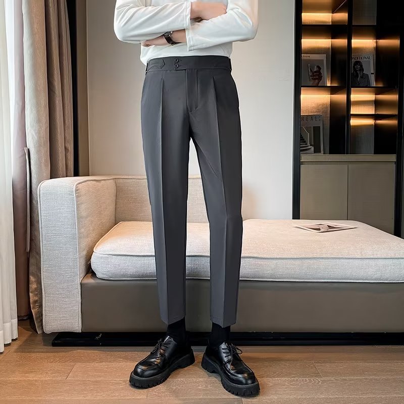 Loose Cropped Pants Draping Wide-leg Suit Pants Men&