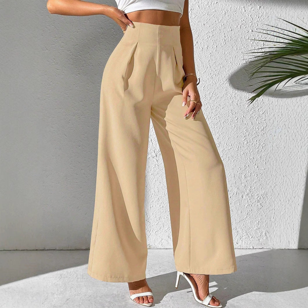 Solid Color High Waist Drooping Wide Leg Business Pants Trousers And Suit Pants