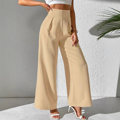 Solid Color High Waist Drooping Wide Leg Business Pants Trousers And Suit Pants