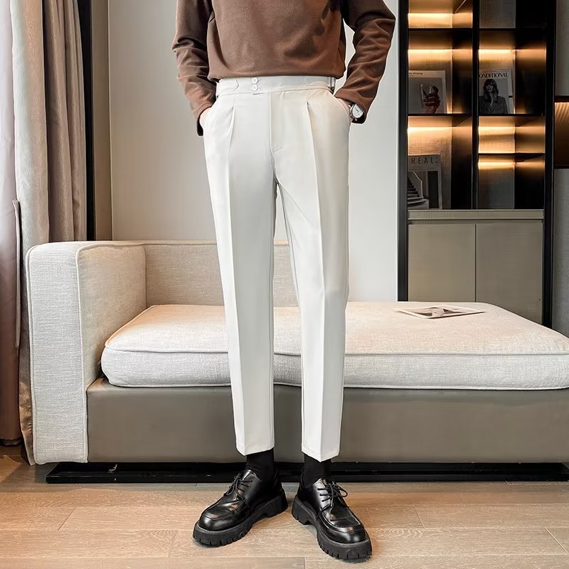 Loose Cropped Pants Draping Wide-leg Suit Pants Men&