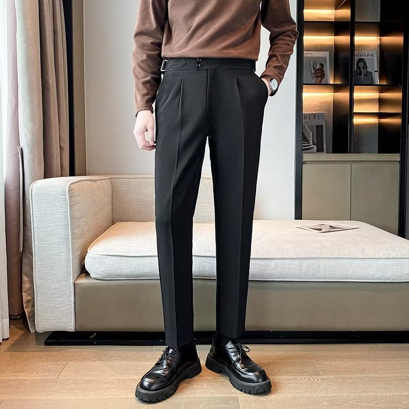 Loose Cropped Pants Draping Wide-leg Suit Pants Men&
