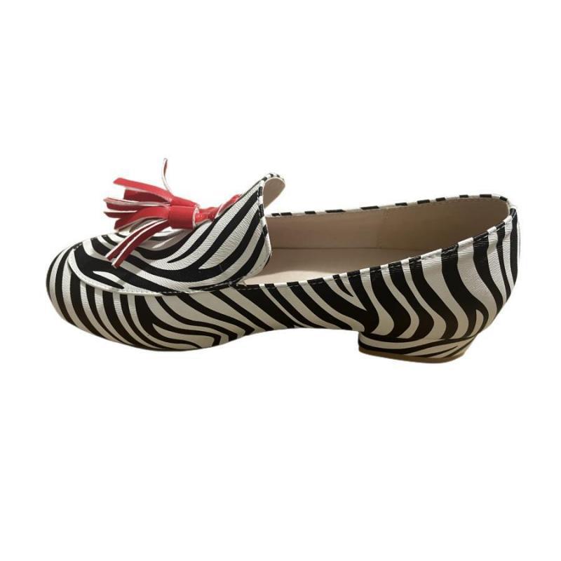 Spring And Autumn Tassel Low Heel Round Head 40-43 Low-cut Plus Size Leopard Print Casual Loafers
