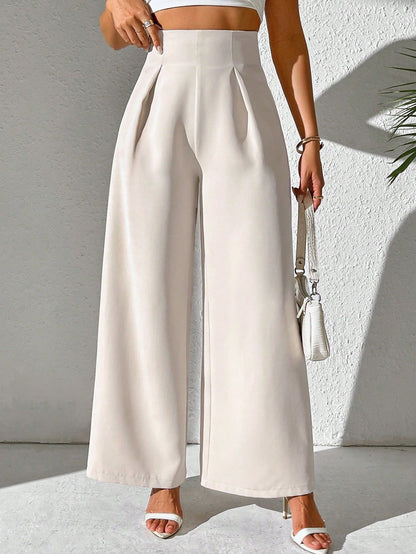 Solid Color High Waist Drooping Wide Leg Business Pants Trousers And Suit Pants