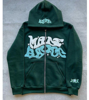 Gothic Hip Hop Zipper Digital Printing Hoodie