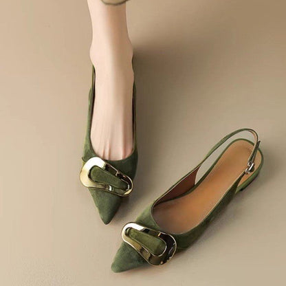 French Retro Metal Buckle Women&