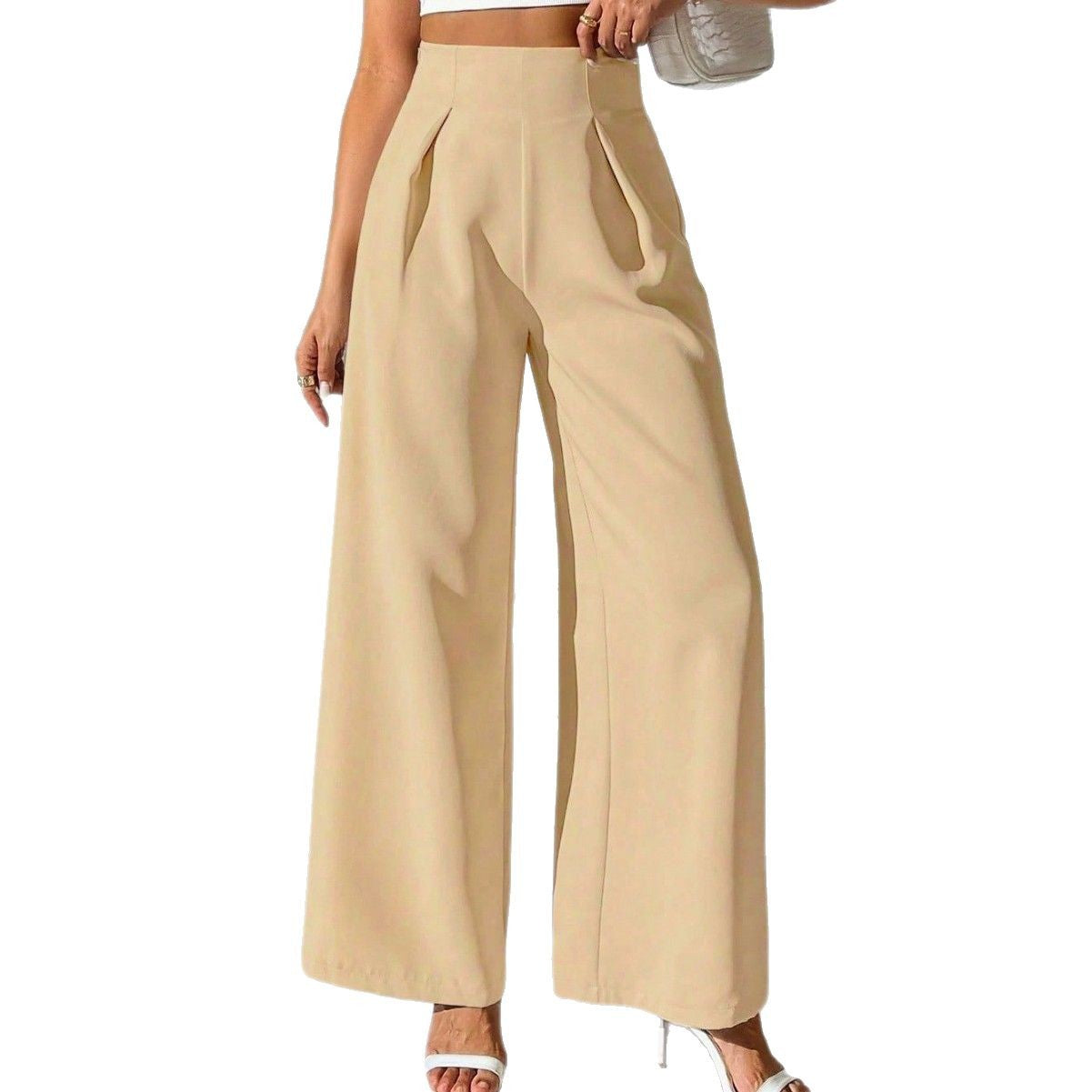 Solid Color High Waist Drooping Wide Leg Business Pants Trousers And Suit Pants