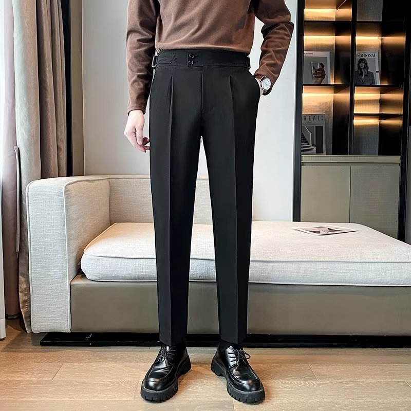Loose Cropped Pants Draping Wide-leg Suit Pants Men&