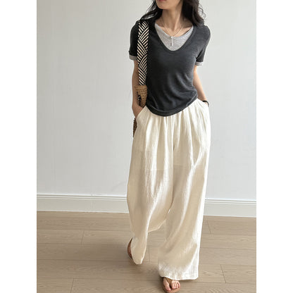 Thin Drape Slim-fit Wide-leg Pants