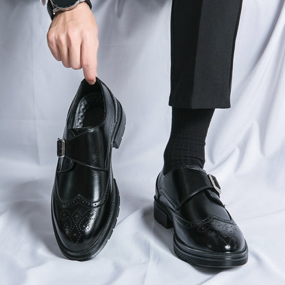 Casual British Pointed Toe Business Formal Wear Working Height-increasing Shoes