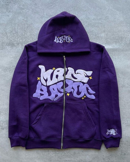 Gothic Hip Hop Zipper Digital Printing Hoodie