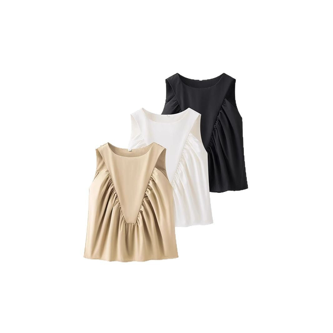 Pleated Decorative Vest Women&