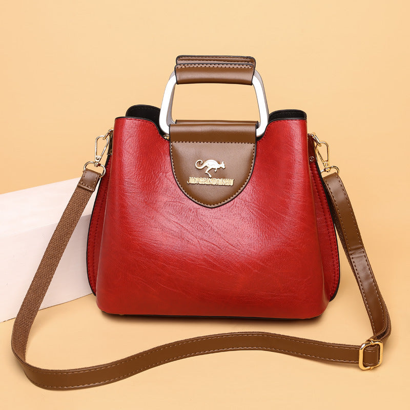 Large Capacity Totes Middle-aged High-grade Soft Leather Shoulder