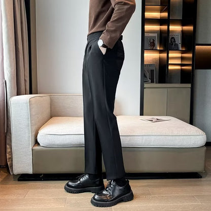 Loose Cropped Pants Draping Wide-leg Suit Pants Men&