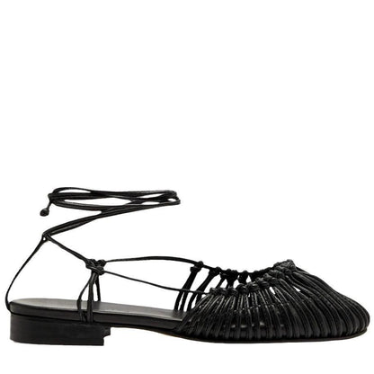 Niche Handmade Weave Vintage Genuine Leather Twine Grip Sandals