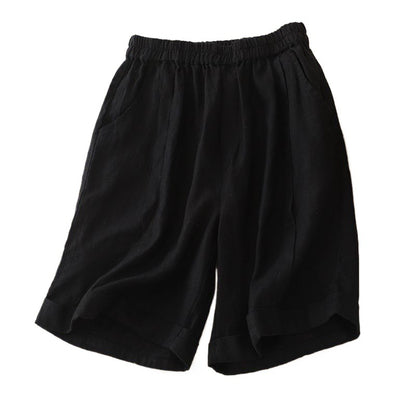 Summer High Waist Slimming Cotton Linen Wide Leg Shorts