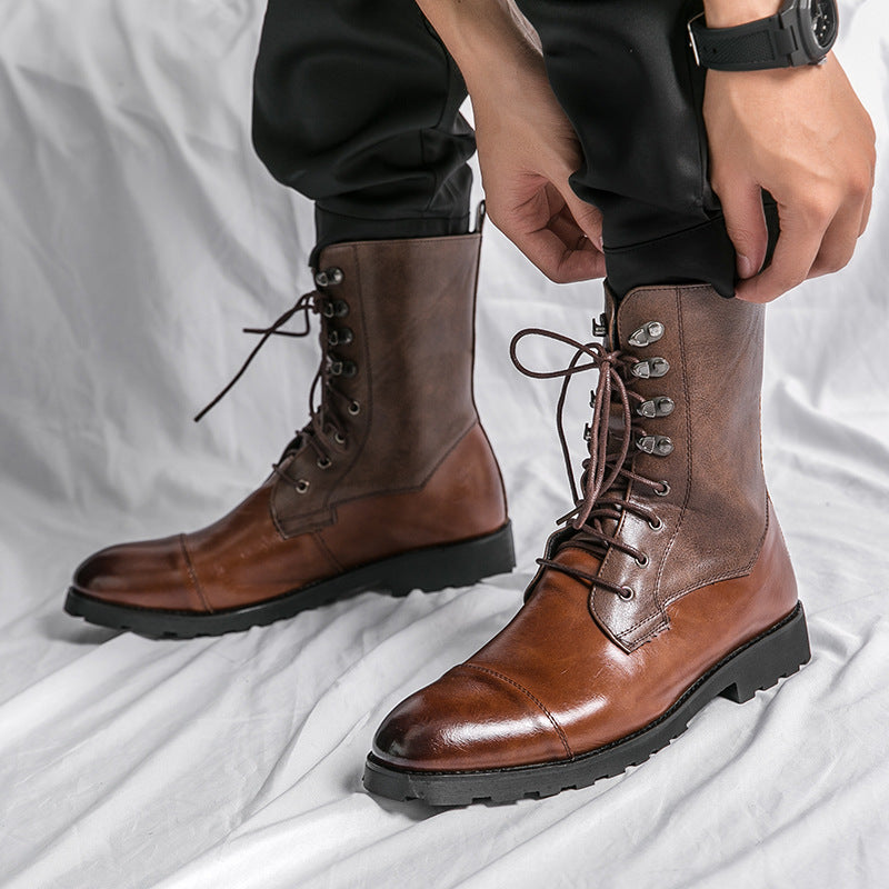 Fall Winter Lace-up Booties Black Locomotive Denim