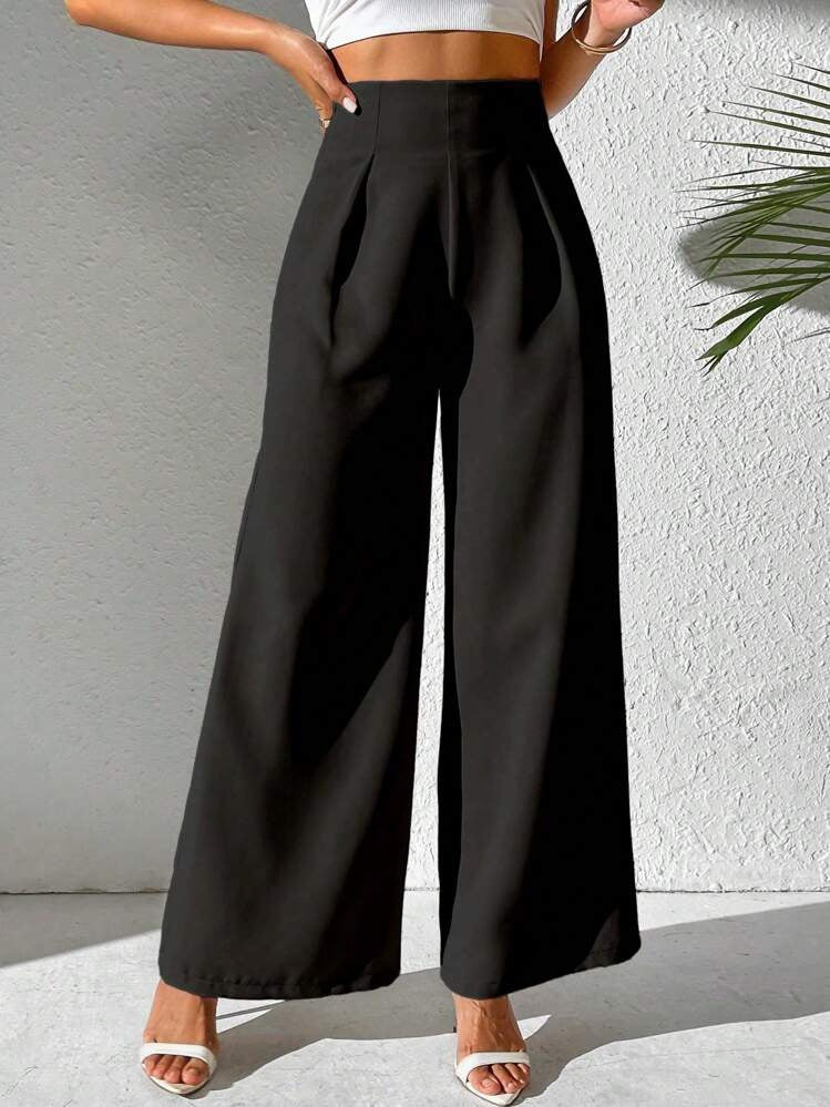Solid Color High Waist Drooping Wide Leg Business Pants Trousers And Suit Pants