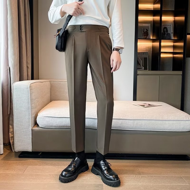 Loose Cropped Pants Draping Wide-leg Suit Pants Men&
