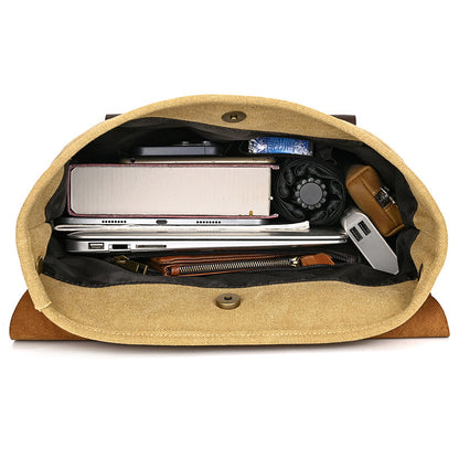 New Canvas Leather Large Capacity Backpack