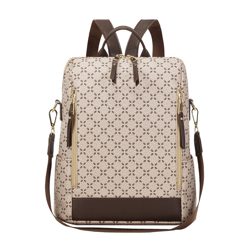 Large Capacity Simple All-matching Printed Retro Anti-theft Travel Crossbody Backpack