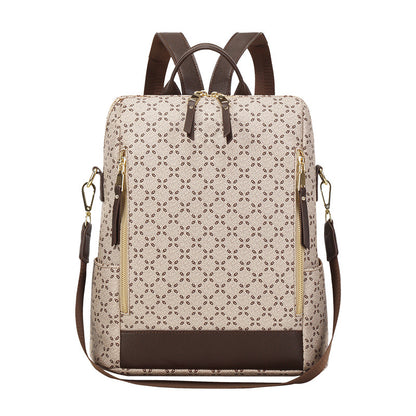 Large Capacity Simple All-matching Printed Retro Anti-theft Travel Crossbody Backpack