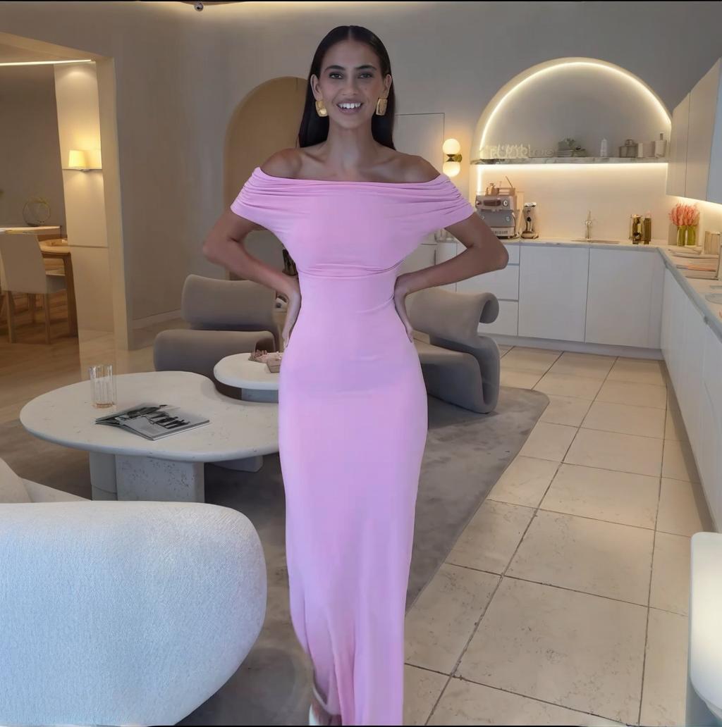 French Off-shoulder Shoulder-baring Sexy Temperament Waist-controlled Slimming Dress