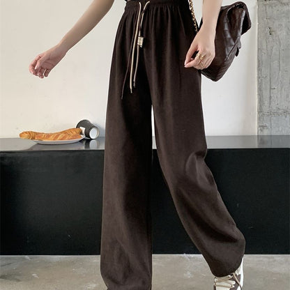 Corduroy Double Drawstring Wide-leg Pants Popular Women&