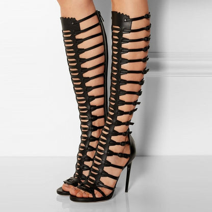 Ins Fashion Runway Laser Hollow Open Toe Roman Style Sandals