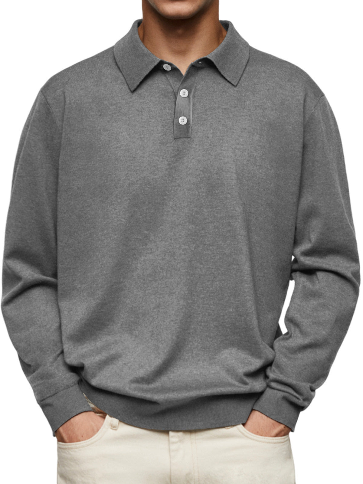 Long Sleeve V-neck Buttons Men&