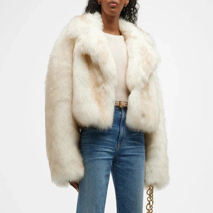 Fashion Loose Lapels Fur Coat Women&