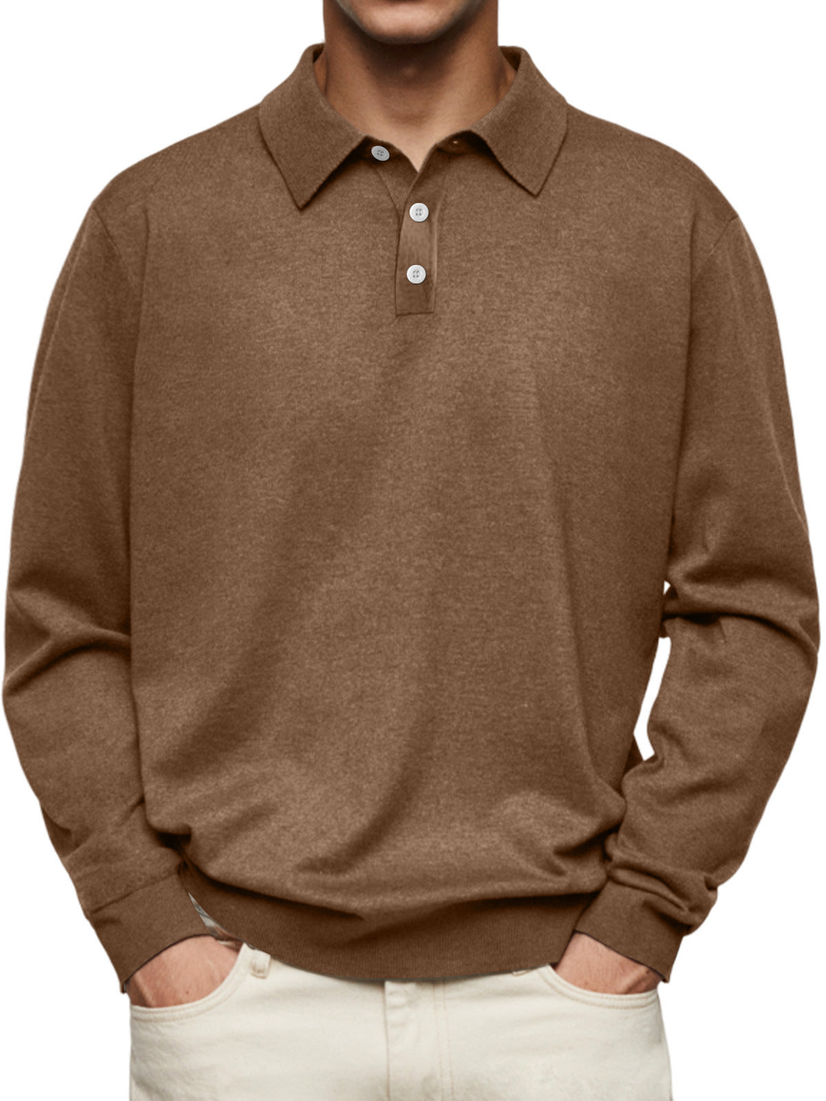Long Sleeve V-neck Buttons Men&