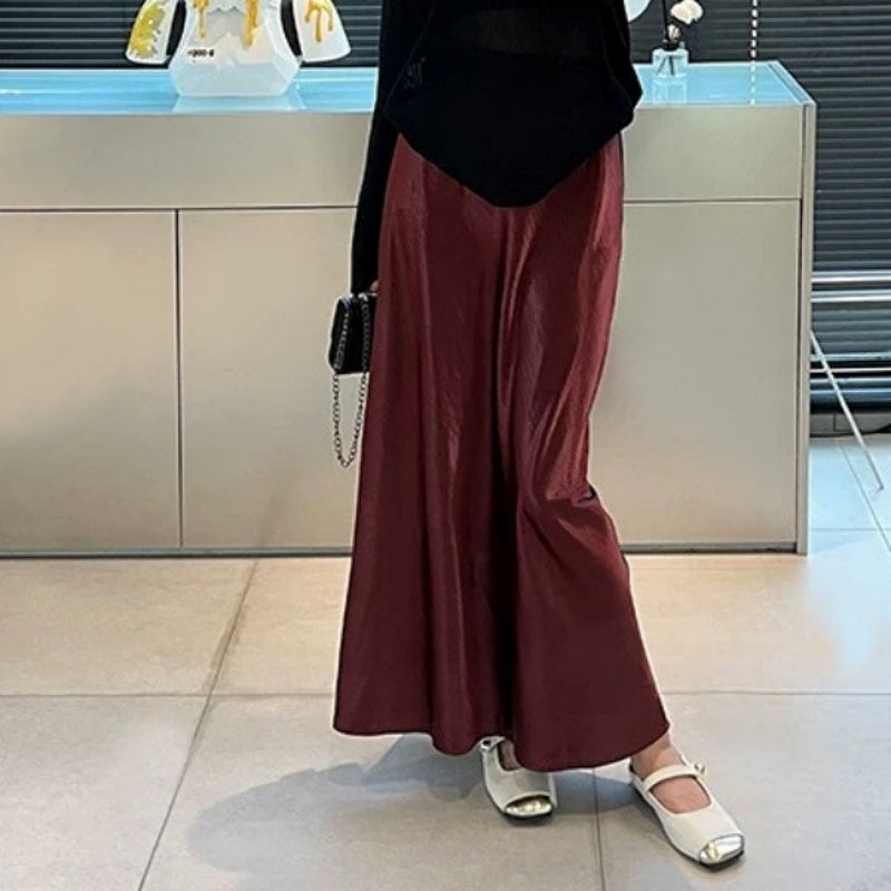 Simple Graceful Draping Acetate Satin Fishtail Skirt For Women