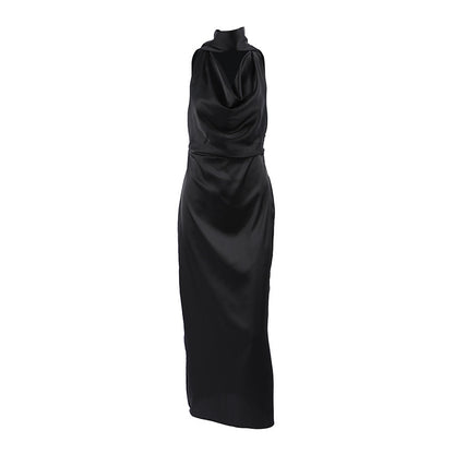 Ding Swing Collar Off-the-shoulder Elegant Dress Lace-up
