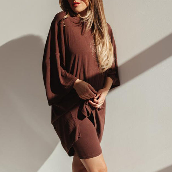 Summer Shorts Suit Fashion Loose Short-sleeved T-shirt And Slim Tight Pants Women&