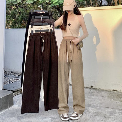 Corduroy Double Drawstring Wide-leg Pants Popular Women&