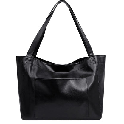 Soft Leather Retro Oil Waxed Leather Large Capacity Shoulder Bag