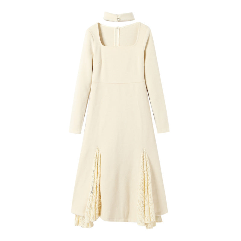 Thin Dress With Lace Stitching Skirt