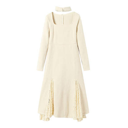 Thin Dress With Lace Stitching Skirt