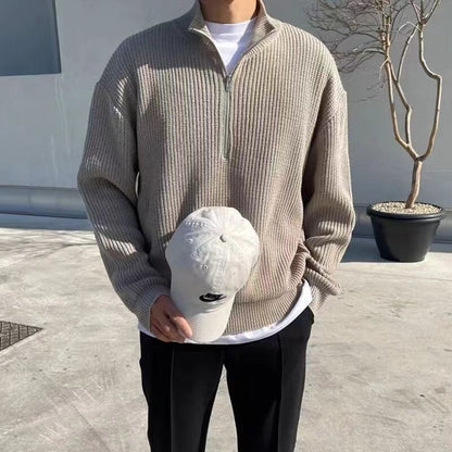 Spring And Autumn Loose Fashion Half Zipper Men&