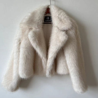 Fashion Loose Lapels Fur Coat Women&