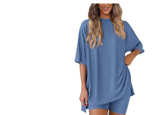 Summer Shorts Suit Fashion Loose Short-sleeved T-shirt And Slim Tight Pants Women&