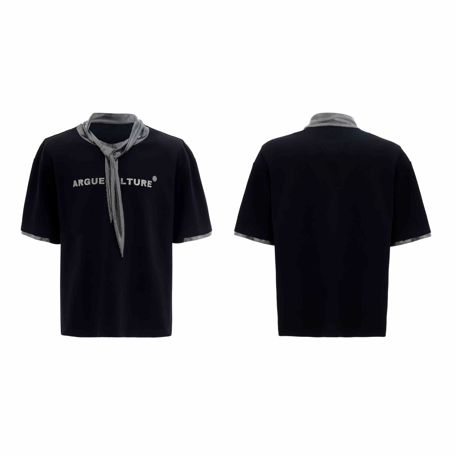 Tie Stitching Design Short Sleeve Metal Printing Simple T-shirt Tide
