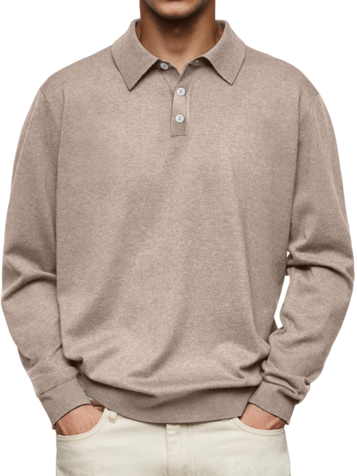 Long Sleeve V-neck Buttons Men&