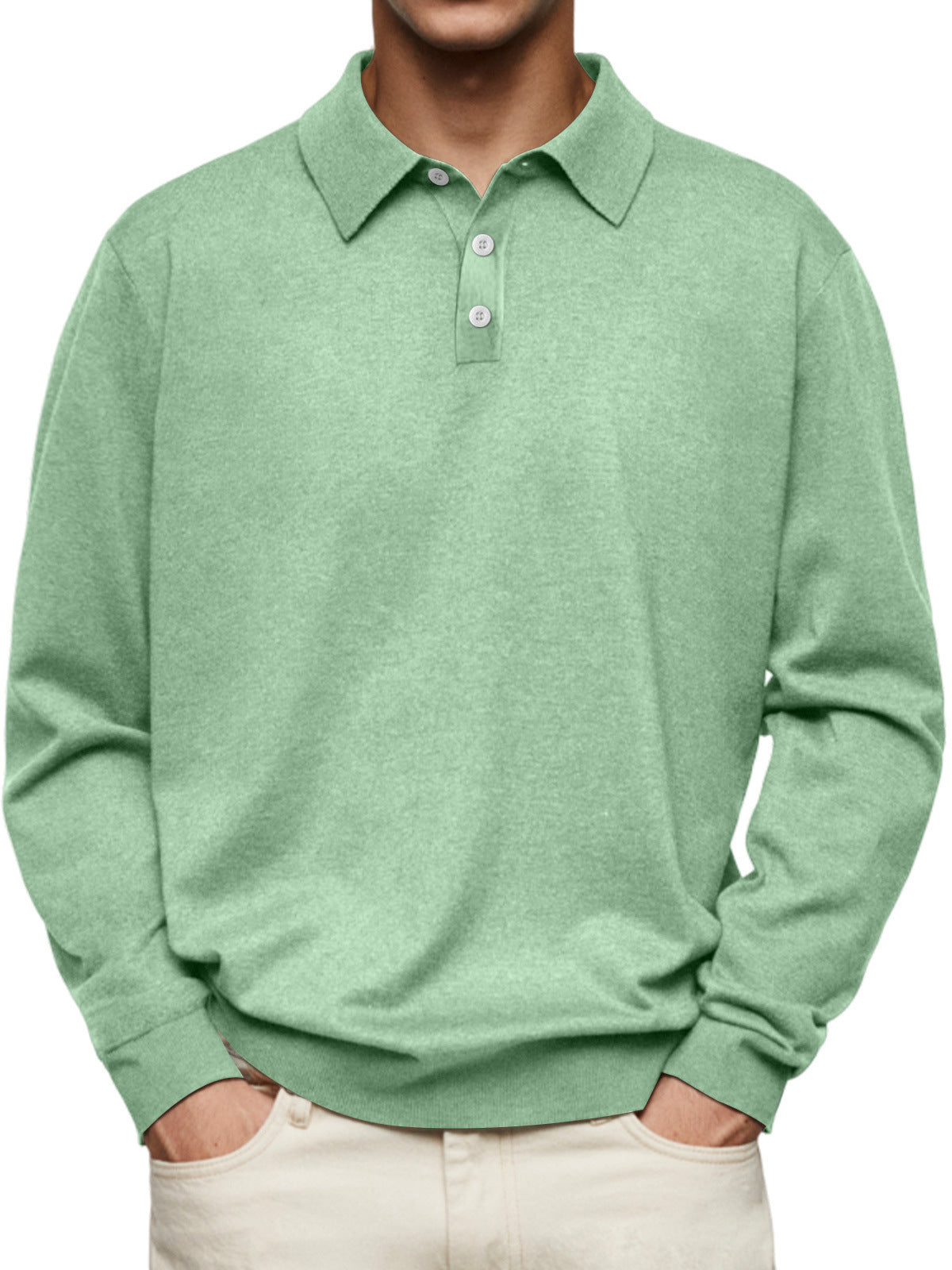 Long Sleeve V-neck Buttons Men&
