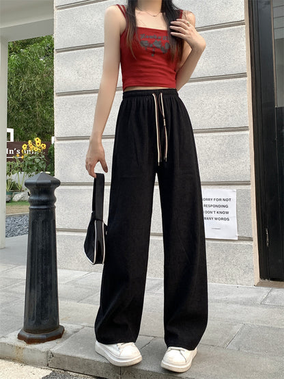 Corduroy Double Drawstring Wide-leg Pants Popular Women&