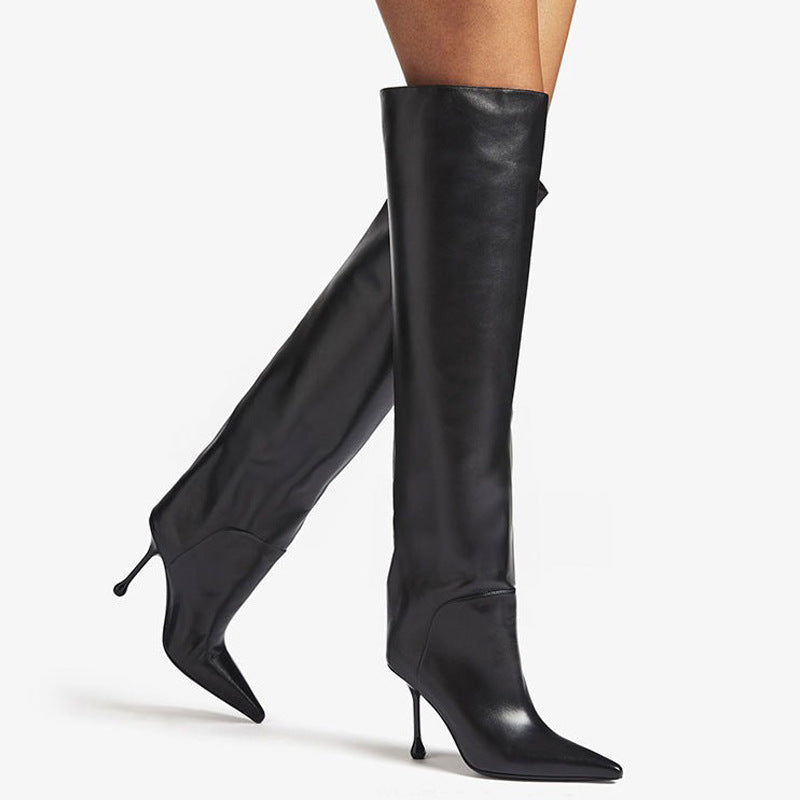 Pointed-toe Stiletto Slip-on Below The Knee Plus Size Straight Women&