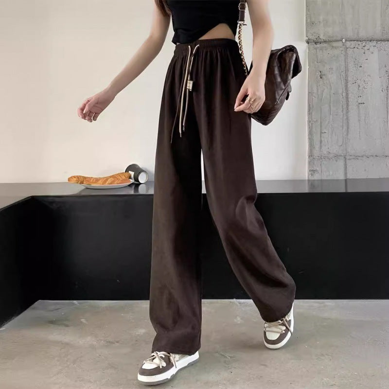Corduroy Double Drawstring Wide-leg Pants Popular Women&