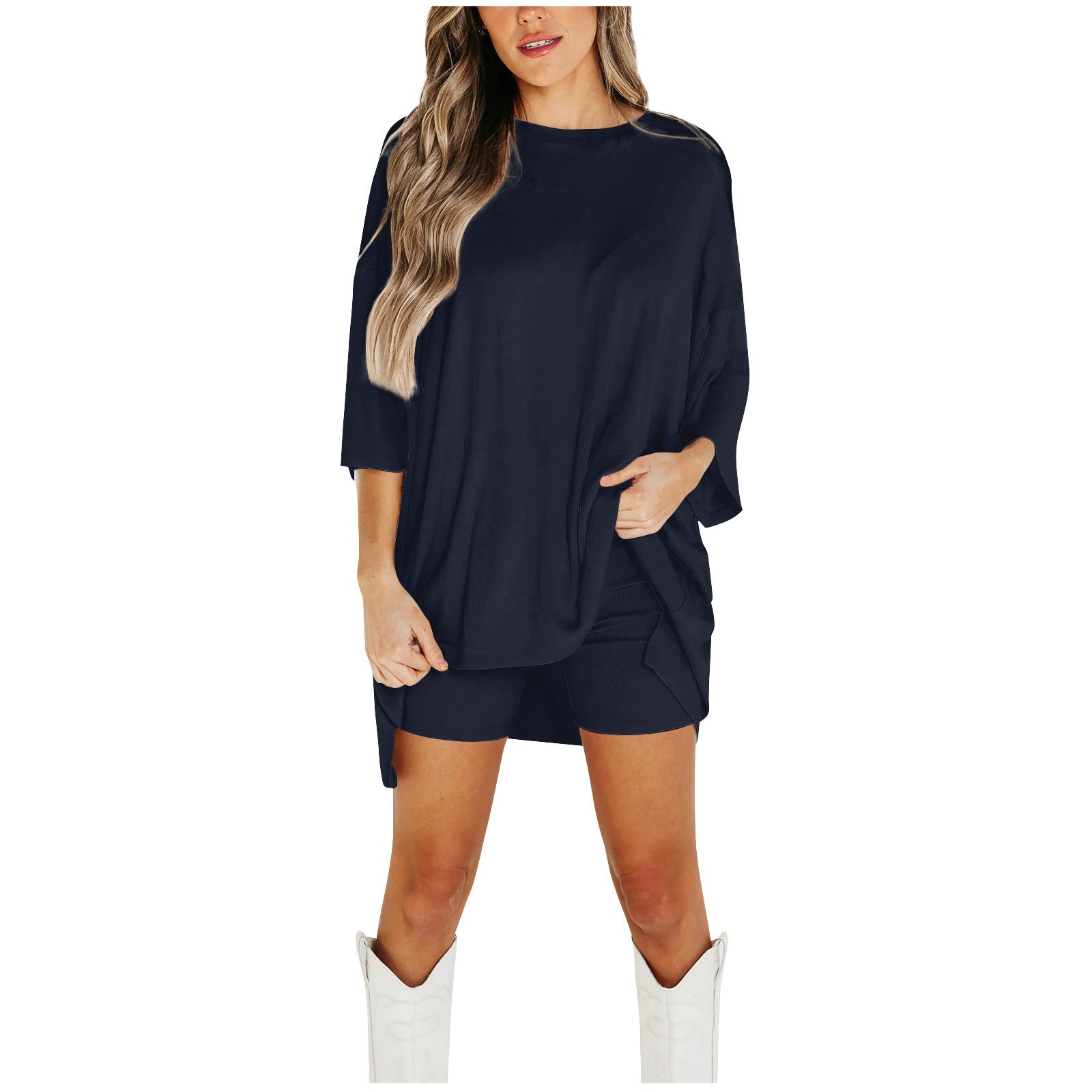Summer Shorts Suit Fashion Loose Short-sleeved T-shirt And Slim Tight Pants Women&